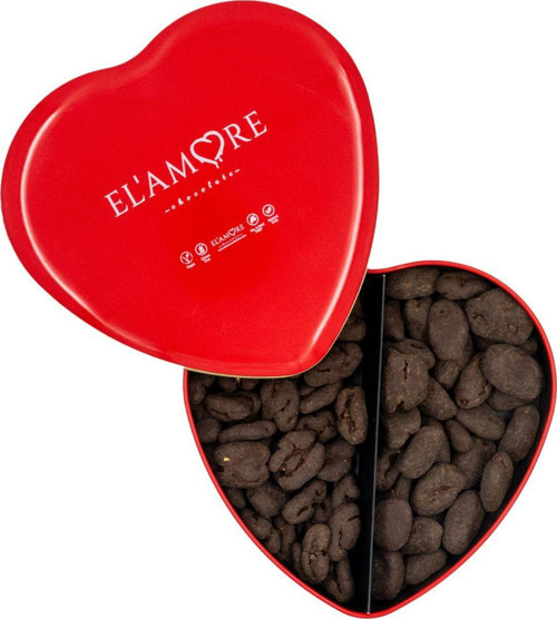 Şeker İlavesiz, Glütensiz, Vegan Mix Bitter Çikolata - Büyük Kalp Metal Kutu, 400 Gr