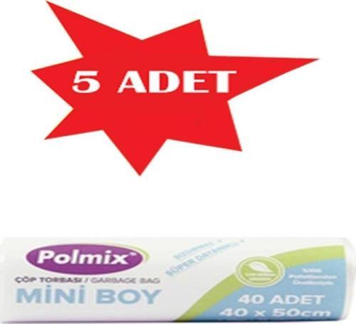 5 Adet Çöp Torbası Çöp Poşeti Mini Boy 70 Gram 40 X 45 12 Mikron Çift Kat Şeffaf