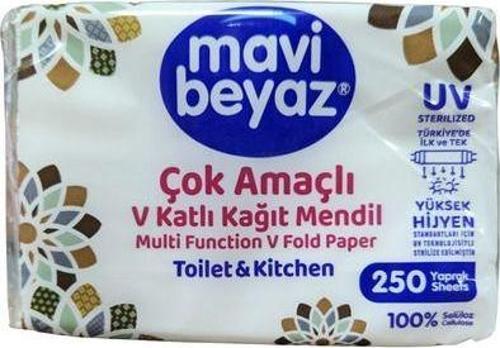 Çok Amaçlı V Kağıt Mendil Toilet & Kitchen 1 Adet 250 Yaprak