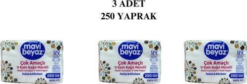Çok Amaçlı V Kağıt Mendil Toilet & Kitchen 3 Adet 250 Yaprak