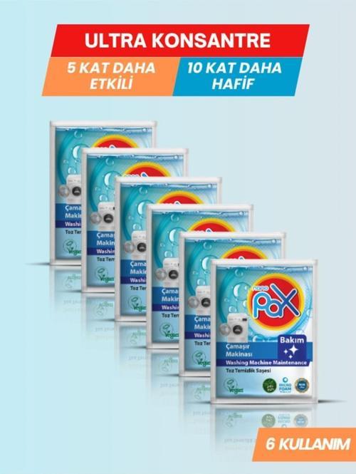 6 ADET ÇAMAŞIR MAKİNESİ MAKİNESİ TEMZİLEYİCİSİ VE BAKIM TOZU (4 ETKİLİ ULTRA KONSANTRE)