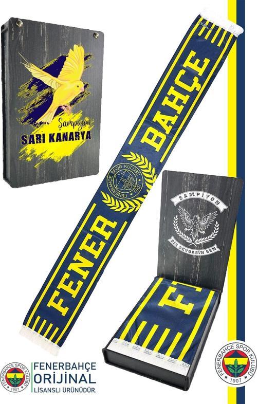 Orijinal Lisanslı Since 1907 Fenerbahçe Şal Atkı Kanarya Baskılı Ahşap Kutulu