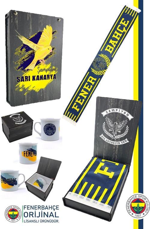 Orijinal Lisanslı Since 1907 Fenerbahçe Şal Atkı Seramik Kupa Set Kanarya Baskılı Kutulu