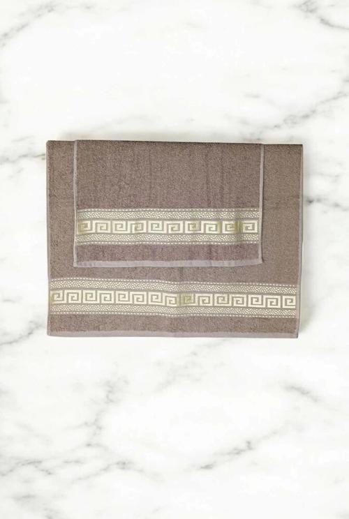 2 Parça Elysium Premium Banyo Havlu Seti  %100 Pamuk 70x140 Cm Kahve