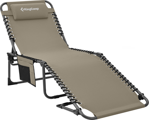 KingCamp Berlin Classic Comfort Lounge 5 Kademeli Katlanır Şezlong Beige