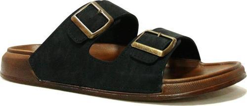 Siyah Kahverengi Çift Tokalı Anatomik Comfort Terlik