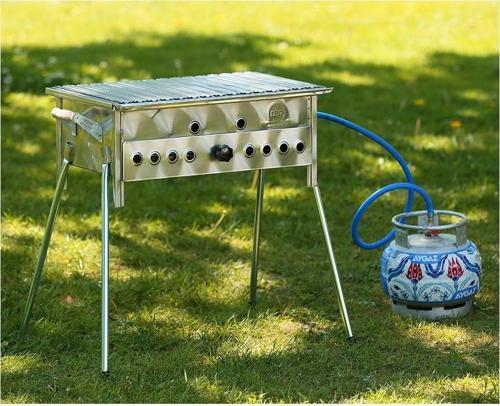 Erçelik Lavtaşlı Tüplü Mangal (Çift Brülor 55x35)