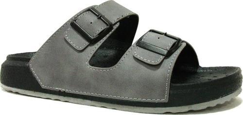 Gri Siyah Çift Tokalı Soft Anatomik Comfort Terlik