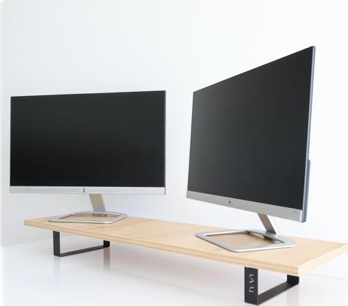 Dual Monitör Standı – İkili Monitör Standı – Monitör Yükseltici – MDF Lam – Safir Meşe – WMS2