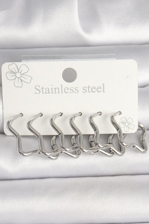 316L Çelik Gümüş Renk Yıldız Model Kadın Küpe Seti - TJ-BKP10351