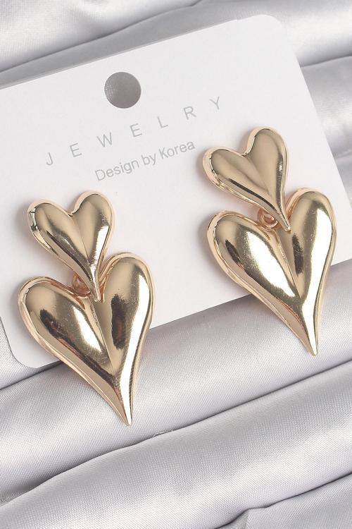 Pirinç Gold Renk Sallantı Kalp Model Kadın Küpe - TJ-BKP10233