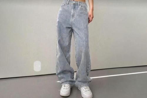 Moda Baggy Jean Kot Kadın Bol Salaş Geniş Paça Rahat Pantolon
