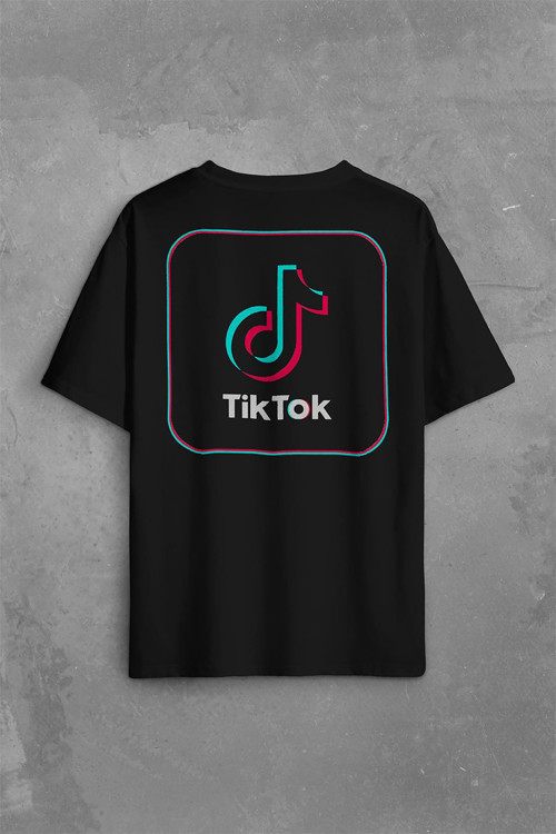 Tik Tok Logo Tiktok Music Video Sırt Ön Baskılı Oversize Tişört Unisex T-Shirt