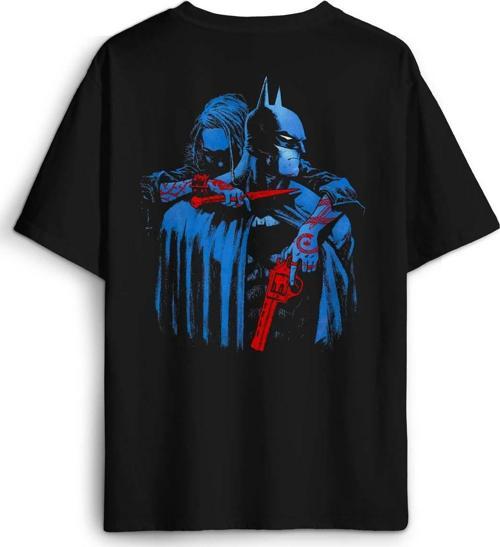 Batman Joker Kara Şovalye Dark Knight Film Sırt Ön Baskılı Oversize Tişört Unisex T-Shirt