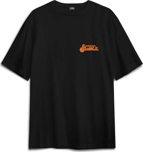 Siyah Oversize Tişört Clockwork Orange Otomatik Portakal Kitap Film Sırt Ön Baskılı Unisex T-shirt