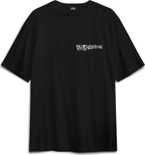 Siyah Unisex Tişört Sid Vicious Sex Pistols Bass Guitar Music Punk Sırt Ön Baskılı Oversize T-shirt