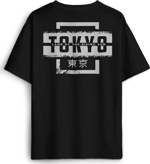 Japonca Tokyo Şehri Japonya Japan City Yazı Sırt Ön Baskılı Oversize Tişört Unisex T-Shirt