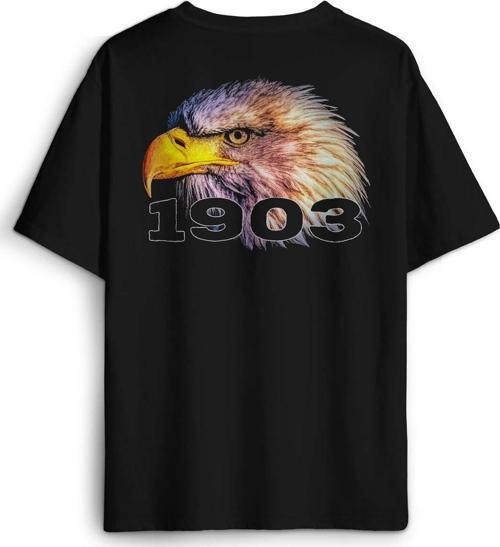 Siyah T-shirt Eagle Siyah Kara Kartal Kafası 1903 Yazı Baskılı Tişört Unisex T-shirt