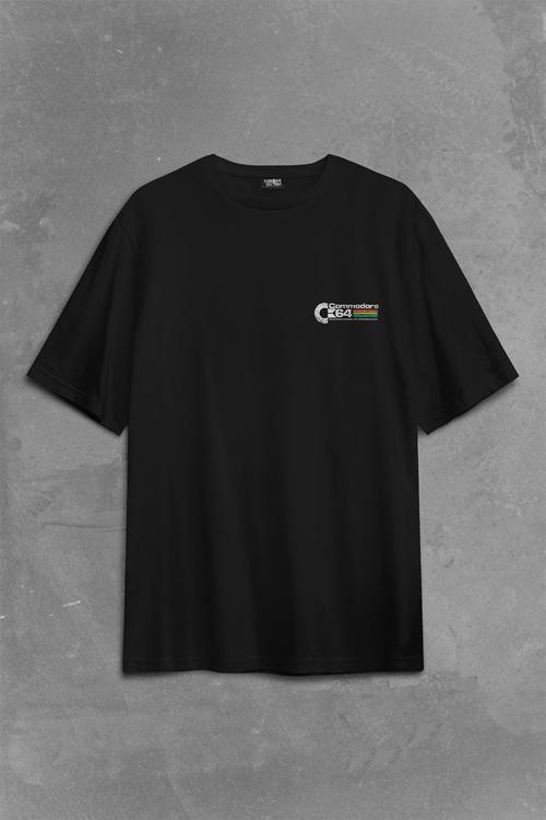 Commodore 61 C64 Logo Antika Bilgisayar Sırt Ön Baskılı Oversize Tişört Unisex T-Shirt OVR12S2057