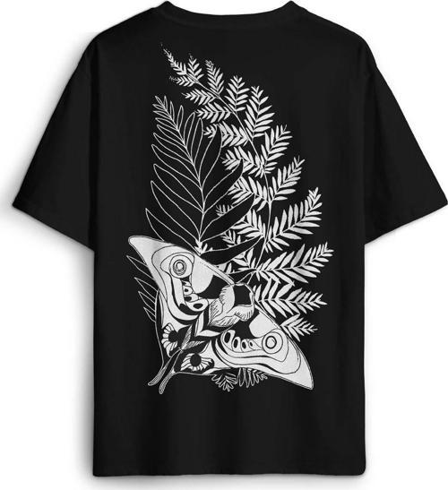 Siyah Oversize Tişört Firefly Ateşböceği Last Of Us Kelebek Sırt Ön Baskılı Unisex T-shirt