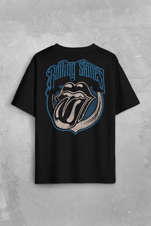 Rolling Stones Rock Retro 70S 80S Music Sırt Ön Baskılı Oversize Tişört Unisex T-Shirt