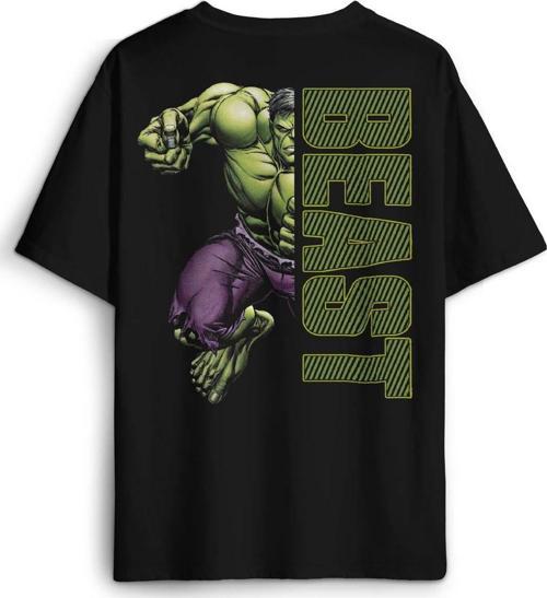 Gym The Beast Hulk Fitness Spor Kısa Kollu Baskılı Oversize T-shirt Siyah Unisex Tişört