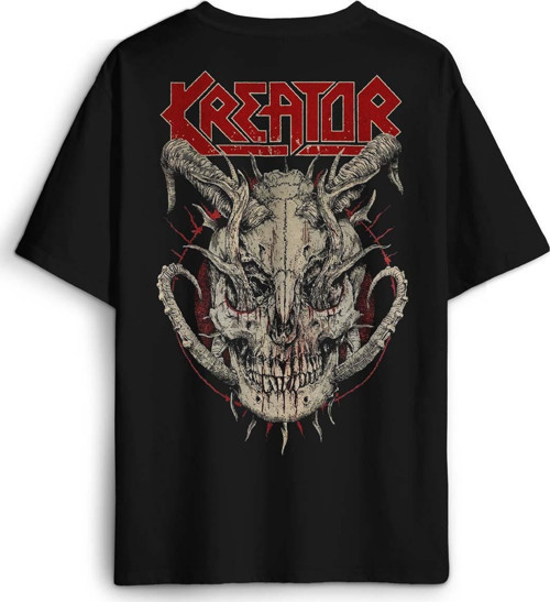 Kreator Metal Music Skull Baskılı Oversize T-shirt Siyah Unisex Tişört