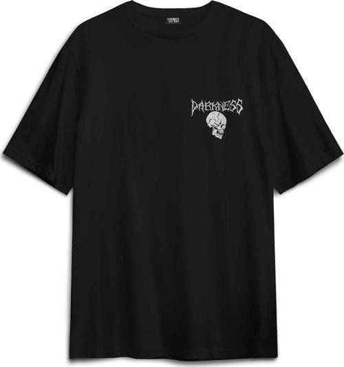 Siyah Tişört Darkness Skull Luther Gothic Kuru Kafa Gotik Baskılı Oversize T-shirt Unisex