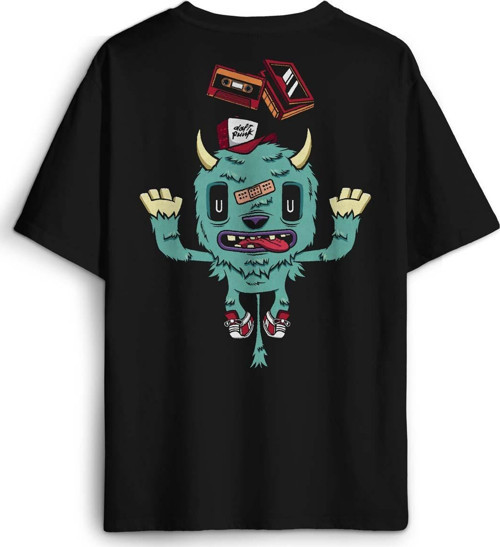 Sevimli Canavar Retro Monster Daft Punk 90lar Sırt Ön Baskılı Oversize Tişört Unisex T-Shirt