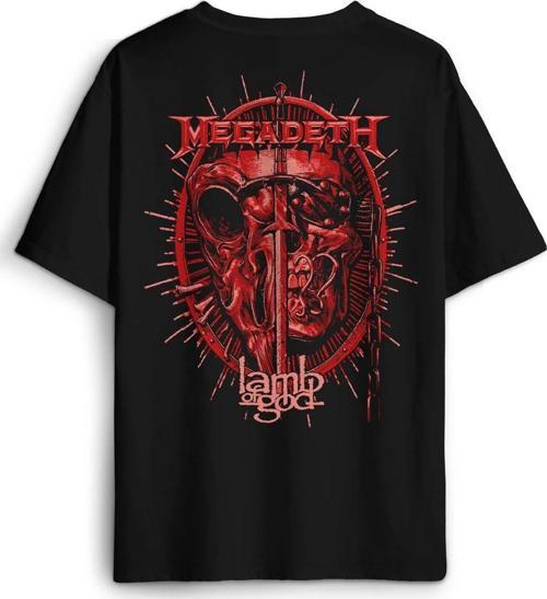 Megadeth Lamb Of God Metal Music Rock Sırt Ön Baskılı Oversize Tişört Unisex T-Shirt
