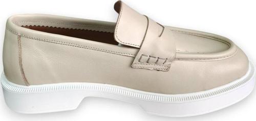 Hakiki Deri Kadın Loafer Makosen Casual Fiyonklu Günlük Ayakkabı Bej 37