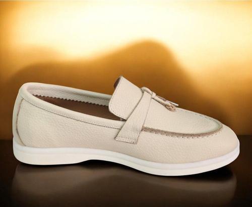 Hakiki Deri Maskülen Kadın Loafer Bej 39