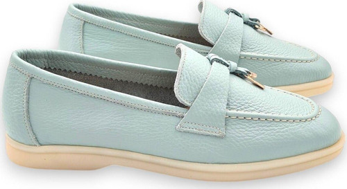 Hakiki Deri Mavi Kadın Günlük Ayakkabı Loafer Makosen Mavi 40