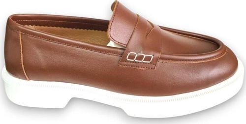 Hakiki Deri Kadın Loafer Makosen Casual Fiyonklu Günlük Ayakkabı Taba 39