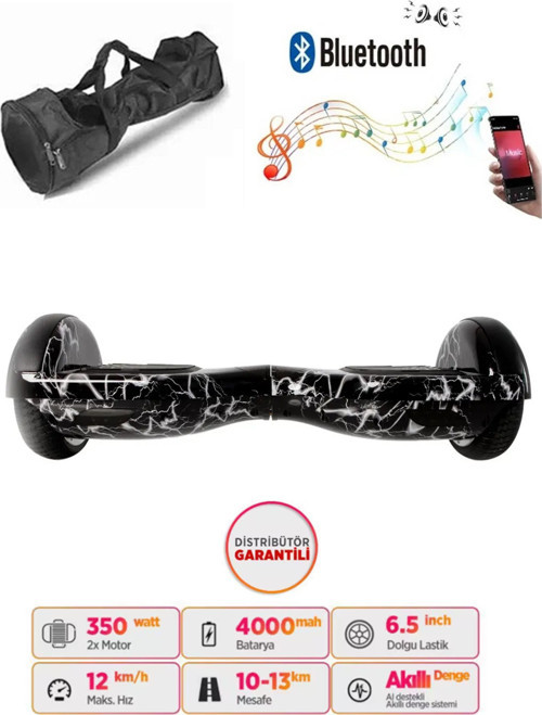 Elektrikli Kaykay Hoverboard Bluetooth Hoparlörlü 6.5 Inch Grafiti Desenli Çanta Hediye