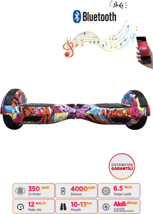 Elektrikli Kaykay Hoverboard 6.5 Inch Butterfly Grafity Desenli Akıllı D16