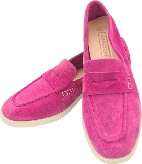 Hakiki Deri Saraçlı Fiyonk Günlük Kadın Ayakkabı Babet Loafer Makosen Pembe 40