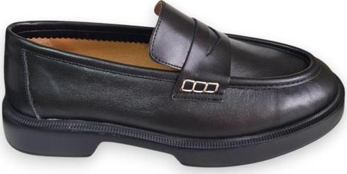 Hakiki Deri Kadın Loafer Makosen Casual Fiyonklu Günlük Ayakkabı Siyah 38