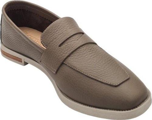 Hakiki Deri Saraçlı Fiyonk Günlük Kadın Ayakkabı Babet Loafer Makosen Vizon 40