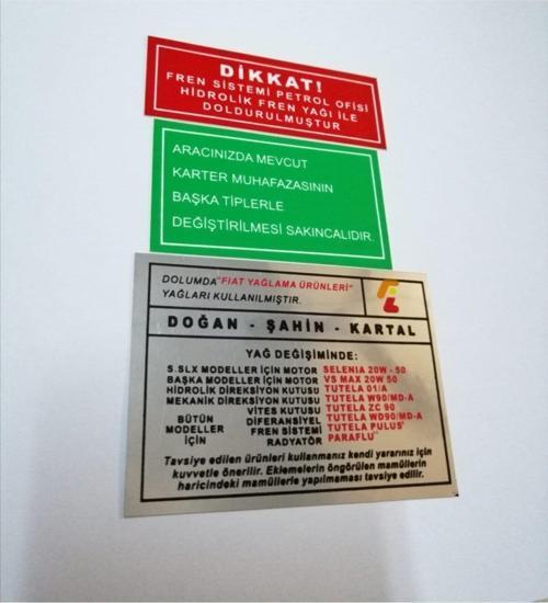 Tofaş Motor Etiket Takımı Doğan Kartal Şahin M131 3'Lü Set Panel Etiket Seti