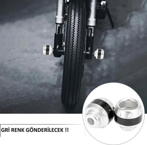 Motosiklet ,Scooter Ön Teker Koruma Takozu Karbon Detaylı Gri Renk 16 Mm Millere Uygun-