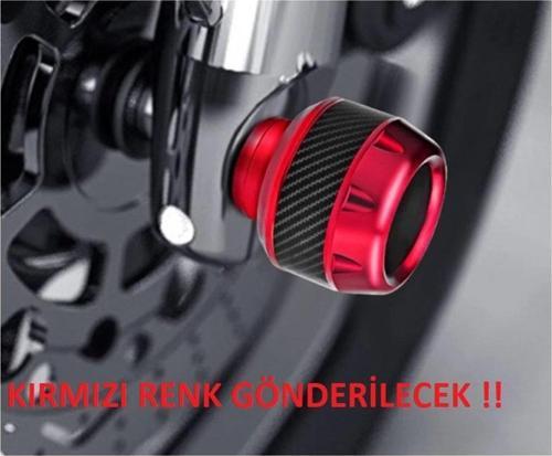 Motosiklet ,Scooter Ön Teker Koruma Takozu Karbon Detaylı Kırmızı Renk 16 Mm Millere Uygun-