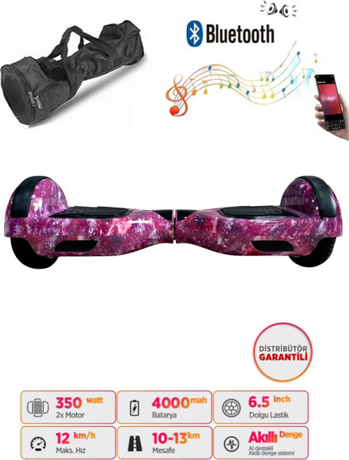 Elektrikli Kaykay Hoverboard Bluetooth Hoparlörlü 6.5 Inch Grafiti Desenli Çanta Hediye