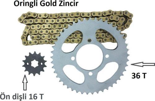 Cbr 125 R Performans Zincir Dişli Takımı Arka Özel Ölçü 36T -Ön 16T Oringli Zincir(2011-18)