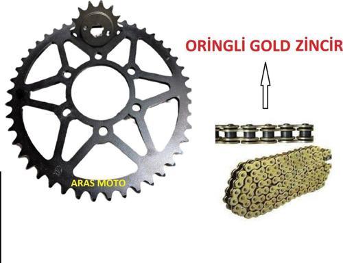 Hyosung Gv 250 Zincir Dişli Seti A Kalite Oringli Gold Sarı Zincirli 2004-2015 -