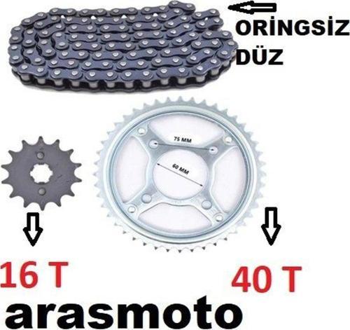 Honda Cbf 150 Performans Zincir Dişli Seti Oringsiz Düz Zincirli Arka 40T ,Ön 16T -