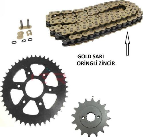 Bajaj Dominar 250 ,D250 Zincir Dişli Seti Oringli Gold Sarı Zincir -