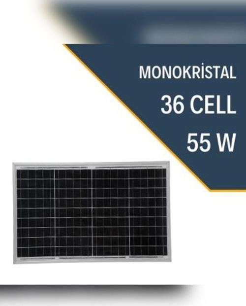 55W Monokristal Güneş Paneli
