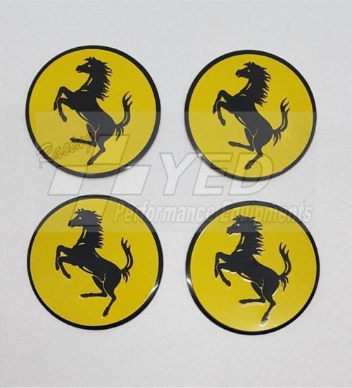 Jant Göbeği Arma Ferrari Alüminyum Yapıştırma 60Mm 4Lü Sarı Siyah