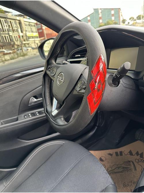 Geçmeli Direksiyon Kılıfı Fosforlu Baklava Kırmızı